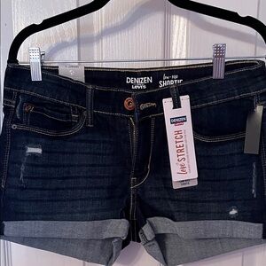 Levi's Denizen Dark Indigo Cuffed Low-Rise Jean Shorts